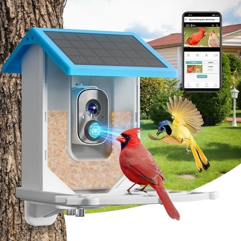 Smart Bird Feeder  1080P HD  Solar Powered