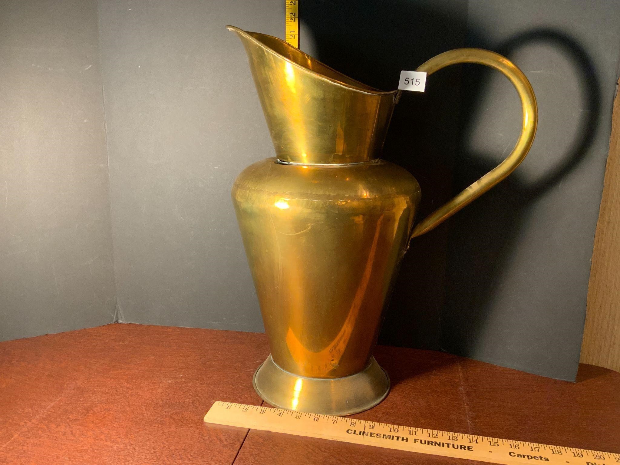 Large Brass Pitcher Decorator Piece 21"Tall