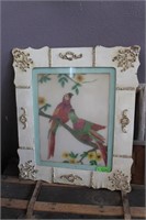 FRAMED PARROT CHALK ART