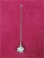Pig pendant and box chain necklace, sterling