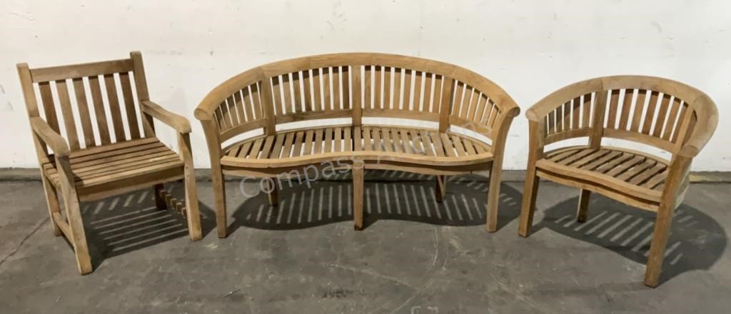 Wooden Bench & Chairs