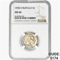 1938-D Buffalo Nickel NGC MS66