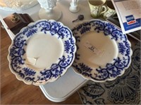 Pair of Flow Blue Plates