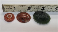 (3) Polished Faceted And Round Cabochon Agates