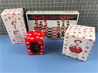 NOS BETTY BOOP ITEMS W/ CHECKERS, FIGURES & MORE