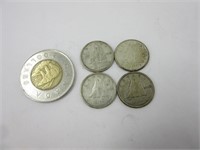 4 x 0.10$ Canada silver