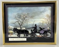 Vintage Silhouette Picture Horse Drawn Carriage