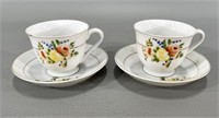 Two Occupied Japan Porcelain Tea Cups w/Saucers