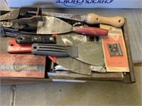 Tray Lot- Wet Stones, Spackling Tools, Etc.
