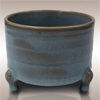 Chinese Song Dynasty Style Ru Ware Tripod Incense