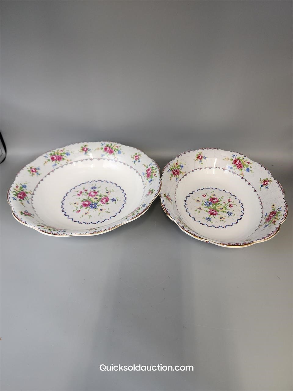 R.A. Petit Point Round & Oval Serving Bowls