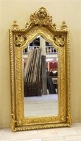 Grand Baroque Gilt Beveled Mirror.