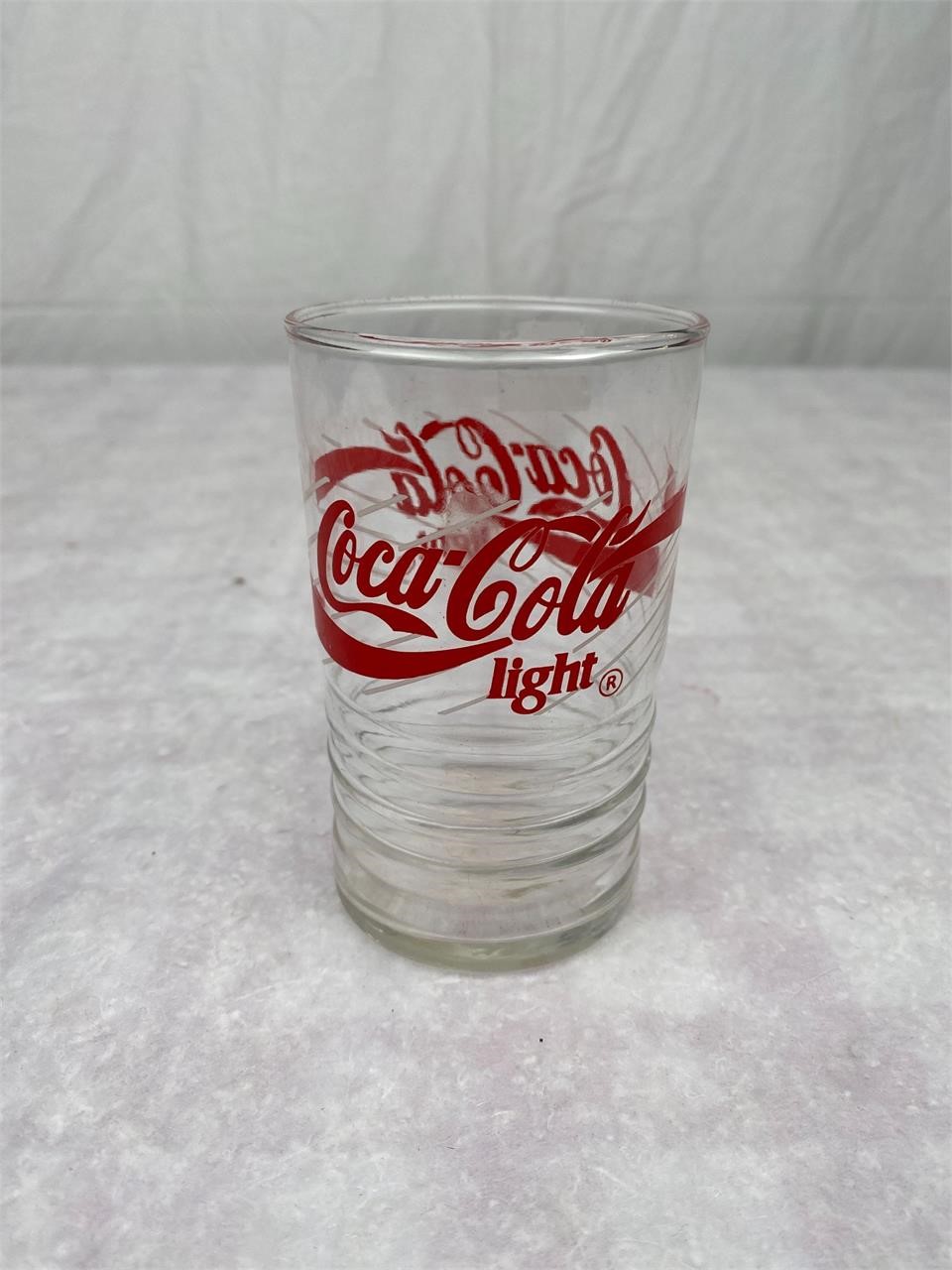 Vtg Coca-Cola LIGHT Applied Color Ribbed Glass