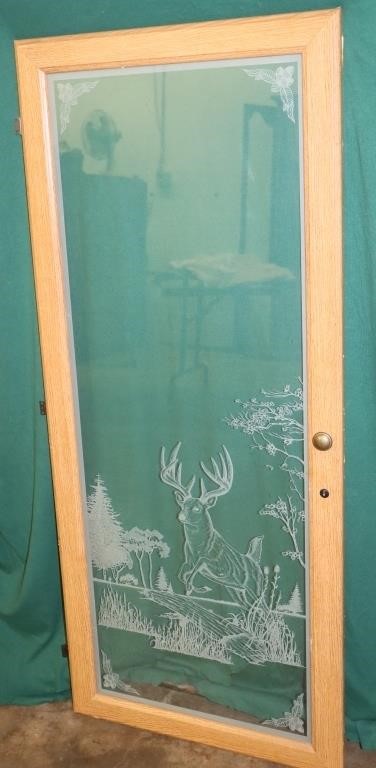 Etched Gun Cabinet Door (Deer) 22" x 51.5"