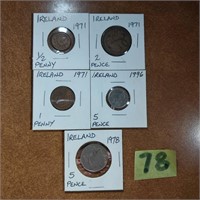 5 Ireland coins