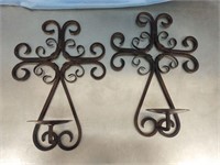 Wrought Iron Cross Candle Sconces