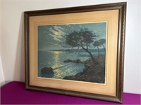 Framed Beach Scene Print, Pencil Signed