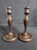 Vintage Wood Candle Holders Early 20th Century