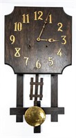 OAK MISSION STYLE "HERALD" WALL CLOCK WITH KEY
