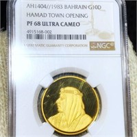 1983 Bahrain Gold 10 Dinars NGC - PF 68 ULT CAMEO