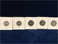 1976, 77, 78, 79, 80 Canadian Nickels  PL63