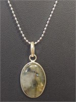 925 stamped 18" necklace with labadorite pendant