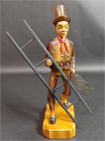 Hand Carved Wood Chimney Sweeper Man Figure