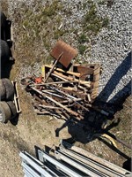 PALLET WITH PITCHFORKS, PIC AXES AXES, SICKLE