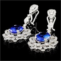 18K Gold 6.66ct Tanzanite & Diam Earrings 3.31ctw