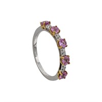 0.8ct Pink Sapphire & 0.1ct Diam 14k White Gold