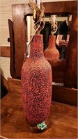 Signed Ceramic Art Lamp wood base