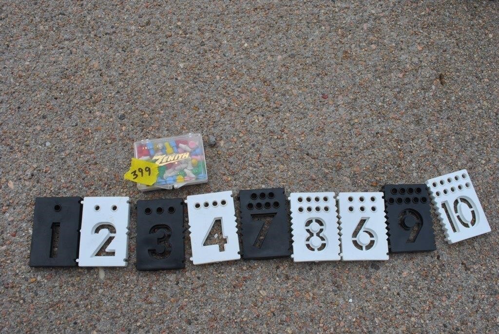 number panels with pegs