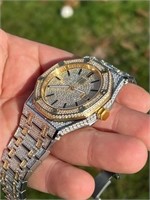 Real Mens Watch Iced Bust Down Skeleton Back Are