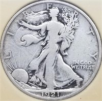 1921-D Walking Liberty Silver Half Dollar, Key