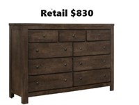 Ashton Hills 9-Drawer Dresser In Ash Brown