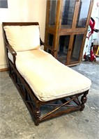 CANED CHAISE - CREAM FABRIC 28X62X38