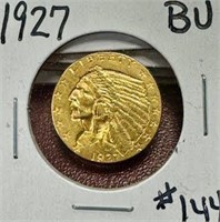 1927 $2.5 Indian Head Gold Coin - BU
