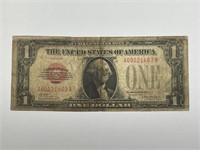 1928 $1 US Note Red Seal Funnyback Good G