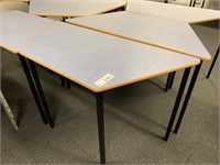 8 Blue Timber Top Trapezoid Students Tables