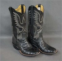 Rios Full Quill Ostrich Black Cowboy Boots, Used