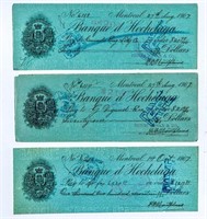 Lot 3 - Antique Cheques - Banque d Hochelag, Dted