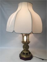 Oriental Brass Lamp w/Shade 37" T
