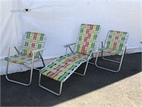 Folding Chaise Lounge & 2 Folding Chairs