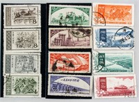 12 Assorted 1952-1957 Chinese Stamps Te 5, 16 & 19