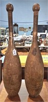 PAIR OF LARGE WOODEN JUGGLING PINS 28" TALL