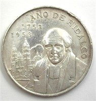 1953 5 Peso AU Mexico Silver