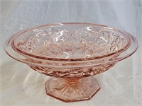 Pink Pressed Glass Console Bowl