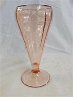 Pink Depression Glass Etched Flower Flared Vase