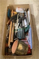 Great box of tools includes small saws, hammers,
