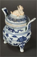 Chinese Blue and White Porcelain Footed Censer,